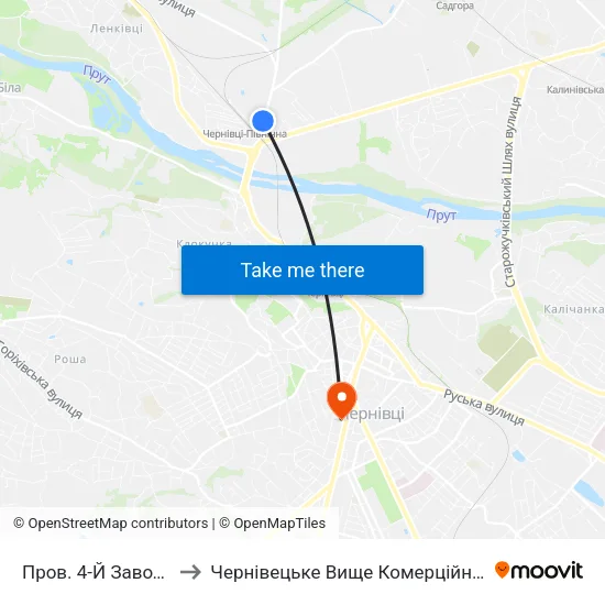 Пров. 4-Й Заводський to Чернівецьке Вище Комерційне Училище map