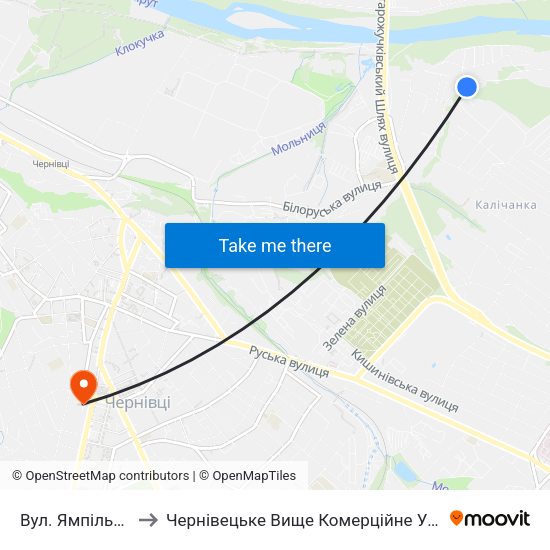 Вул. Ямпільська to Чернівецьке Вище Комерційне Училище map
