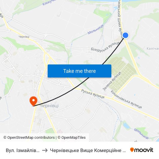 Вул. Ізмайлівська to Чернівецьке Вище Комерційне Училище map