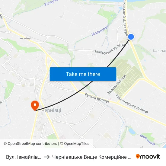 Вул. Ізмайлівська to Чернівецьке Вище Комерційне Училище map