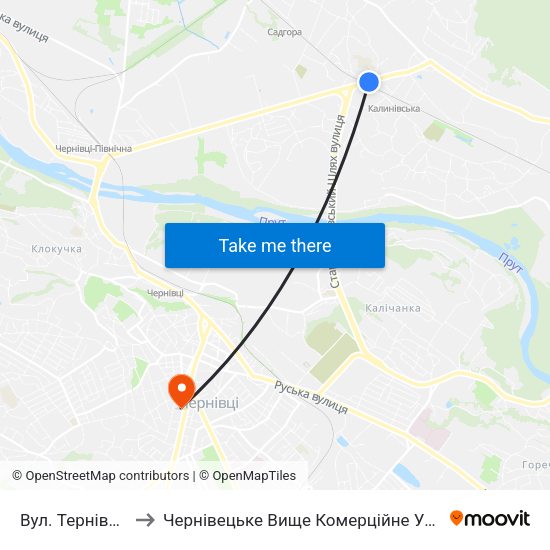 Вул. Тернівська to Чернівецьке Вище Комерційне Училище map