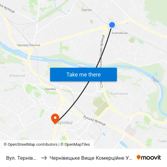 Вул. Тернівська to Чернівецьке Вище Комерційне Училище map
