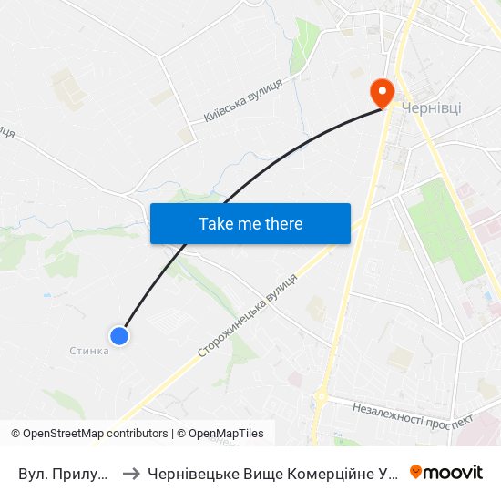 Вул. Прилуцька to Чернівецьке Вище Комерційне Училище map