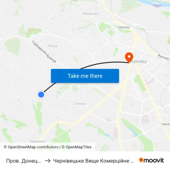 Пров. Донецький to Чернівецьке Вище Комерційне Училище map