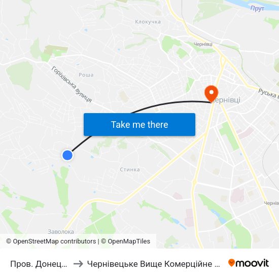 Пров. Донецький to Чернівецьке Вище Комерційне Училище map