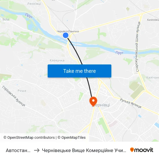 Автостанція to Чернівецьке Вище Комерційне Училище map