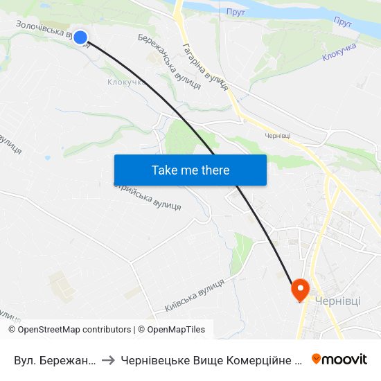 Вул. Бережанська to Чернівецьке Вище Комерційне Училище map