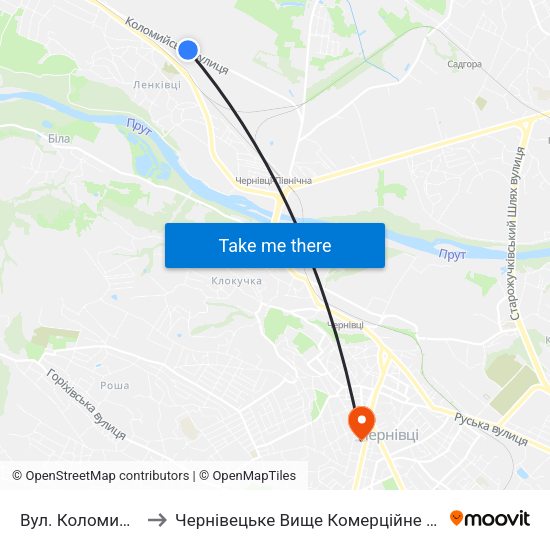 Вул. Коломийська to Чернівецьке Вище Комерційне Училище map