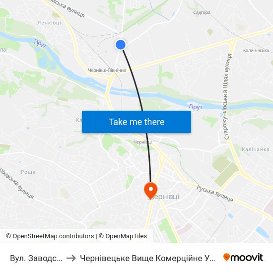 Вул. Заводська to Чернівецьке Вище Комерційне Училище map
