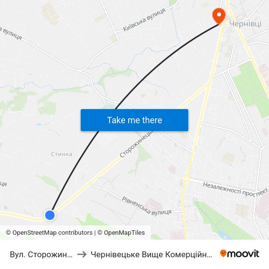 Вул. Сторожинецька to Чернівецьке Вище Комерційне Училище map