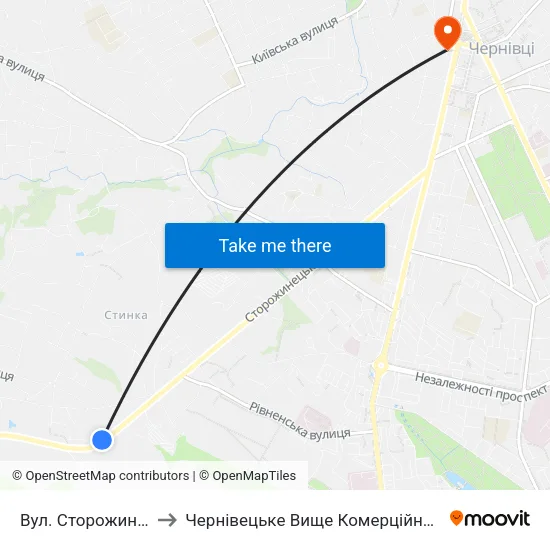 Вул. Сторожинецька to Чернівецьке Вище Комерційне Училище map