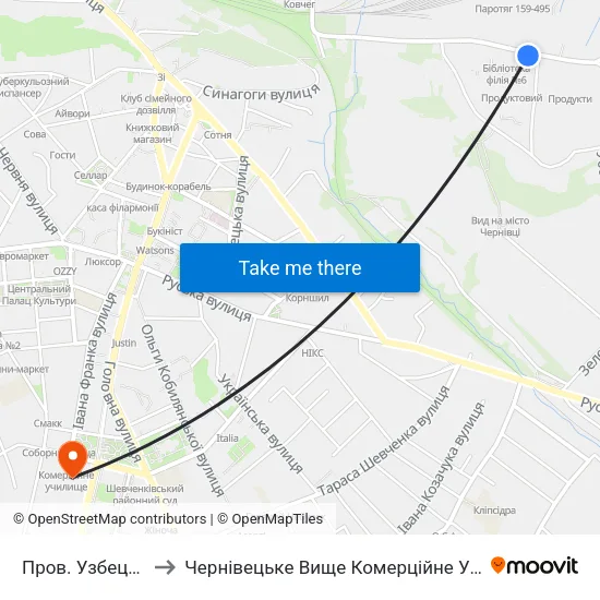 Пров. Узбецький to Чернівецьке Вище Комерційне Училище map