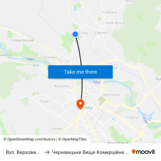 Вул. Верховинська to Чернівецьке Вище Комерційне Училище map