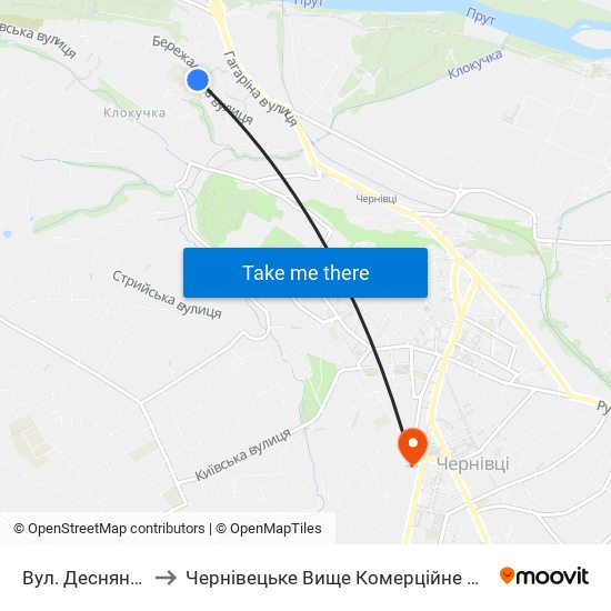 Вул. Деснянська to Чернівецьке Вище Комерційне Училище map