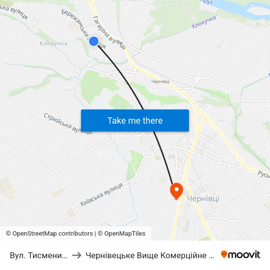 Вул. Тисменицька to Чернівецьке Вище Комерційне Училище map