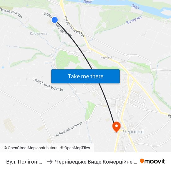 Вул. Полігонівська to Чернівецьке Вище Комерційне Училище map