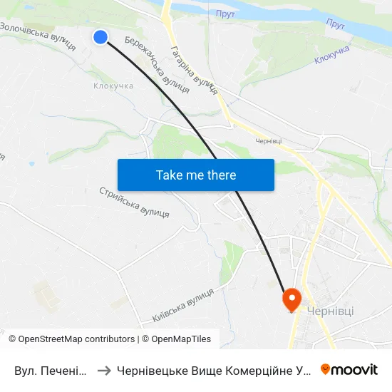 Вул. Печенізька to Чернівецьке Вище Комерційне Училище map