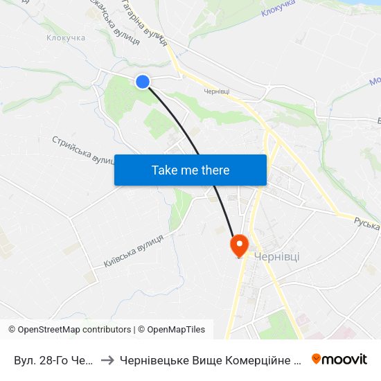 Вул. 28-Го Червня to Чернівецьке Вище Комерційне Училище map