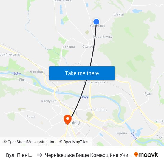 Вул. Північна to Чернівецьке Вище Комерційне Училище map