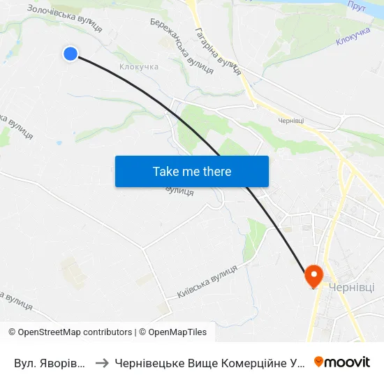 Вул. Яворівська to Чернівецьке Вище Комерційне Училище map