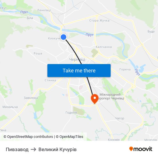 Пивзавод to Великий Кучурів map