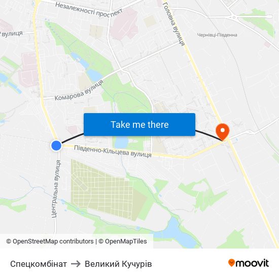 Спецкомбінат to Великий Кучурів map