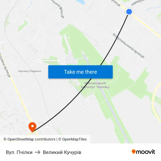 Вул. Пчілки to Великий Кучурів map