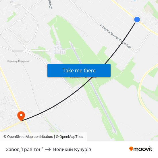 Завод "Гравітон" to Великий Кучурів map