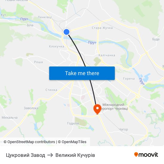 Цукровий Завод to Великий Кучурів map