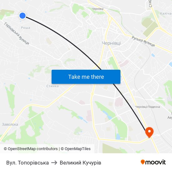 Вул. Топорівська to Великий Кучурів map