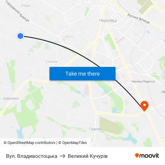 Вул. Владивостоцька to Великий Кучурів map