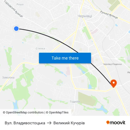 Вул. Владивостоцька to Великий Кучурів map