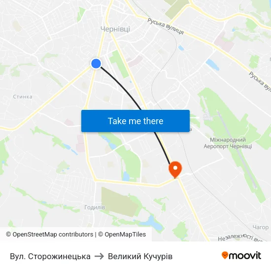 Вул. Сторожинецька to Великий Кучурів map