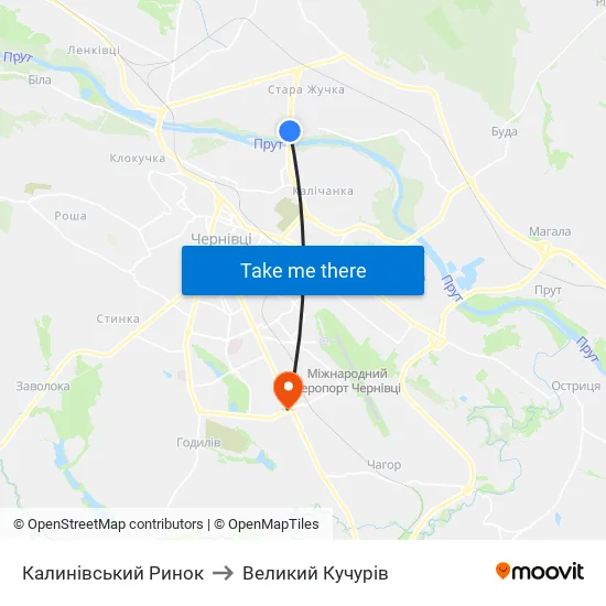 Калинівський Ринок to Великий Кучурів map