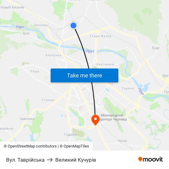 Вул. Таврійська to Великий Кучурів map