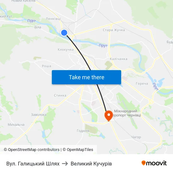 Вул. Галицький Шлях to Великий Кучурів map