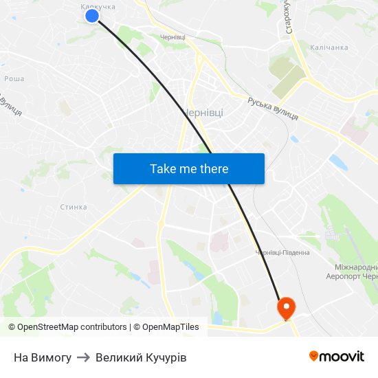 На Вимогу to Великий Кучурів map