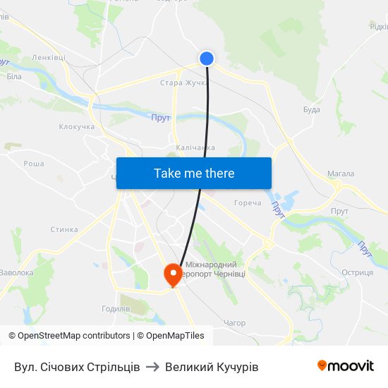 Вул. Січових Стрільців to Великий Кучурів map