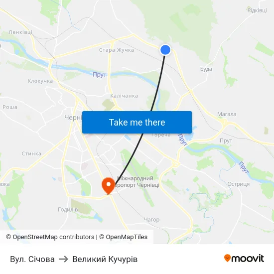 Вул. Січова to Великий Кучурів map