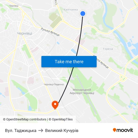 Вул. Таджицька to Великий Кучурів map