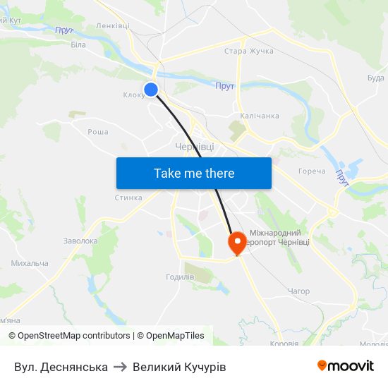 Вул. Деснянська to Великий Кучурів map