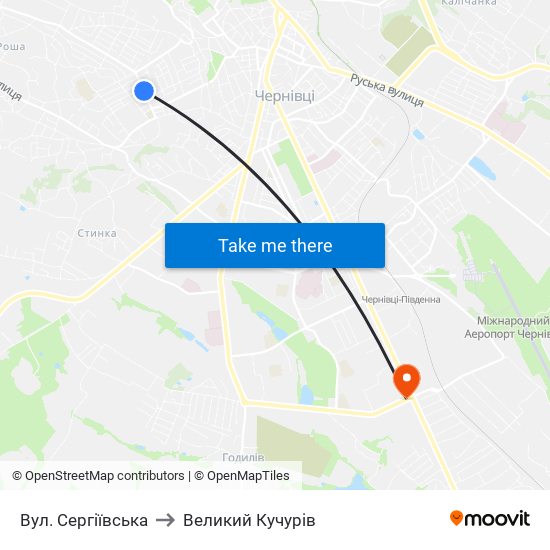 Вул. Сергіївська to Великий Кучурів map