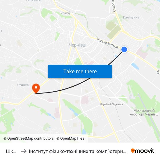 Школа to Інститут фізико-технічних та комп’ютерних наук ЧНУ map