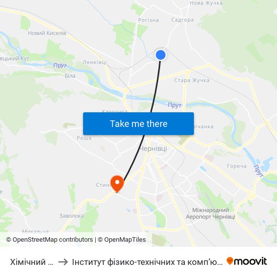 Хімічний Завод to Інститут фізико-технічних та комп’ютерних наук ЧНУ map