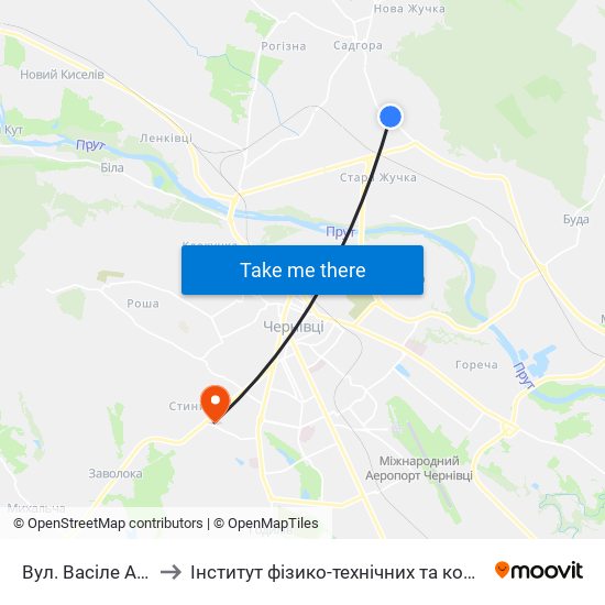 Вул. Васіле Александрі to Інститут фізико-технічних та комп’ютерних наук ЧНУ map