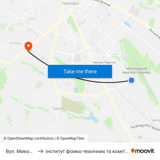 Вул. Миколаївська to Інститут фізико-технічних та комп’ютерних наук ЧНУ map