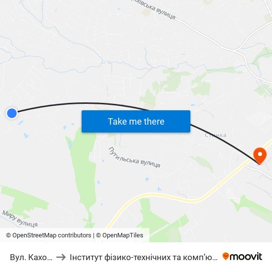 Вул. Каховська to Інститут фізико-технічних та комп’ютерних наук ЧНУ map