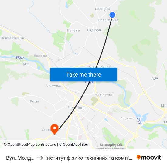 Вул. Молдавська to Інститут фізико-технічних та комп’ютерних наук ЧНУ map