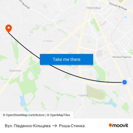 Вул. Південно-Кільцева to Роша-Стинка map