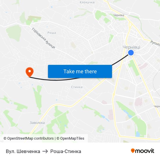 Вул. Шевченка to Роша-Стинка map